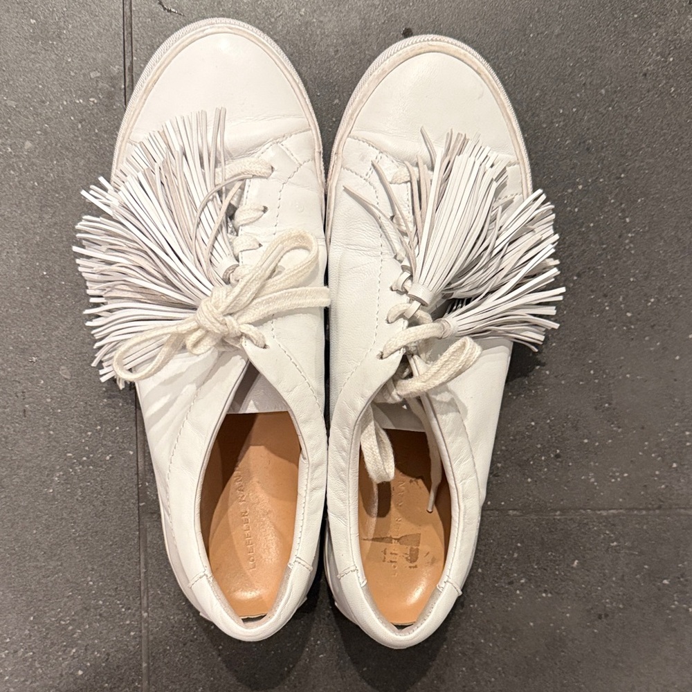 Loeffler Randall White Fringe Sneakers